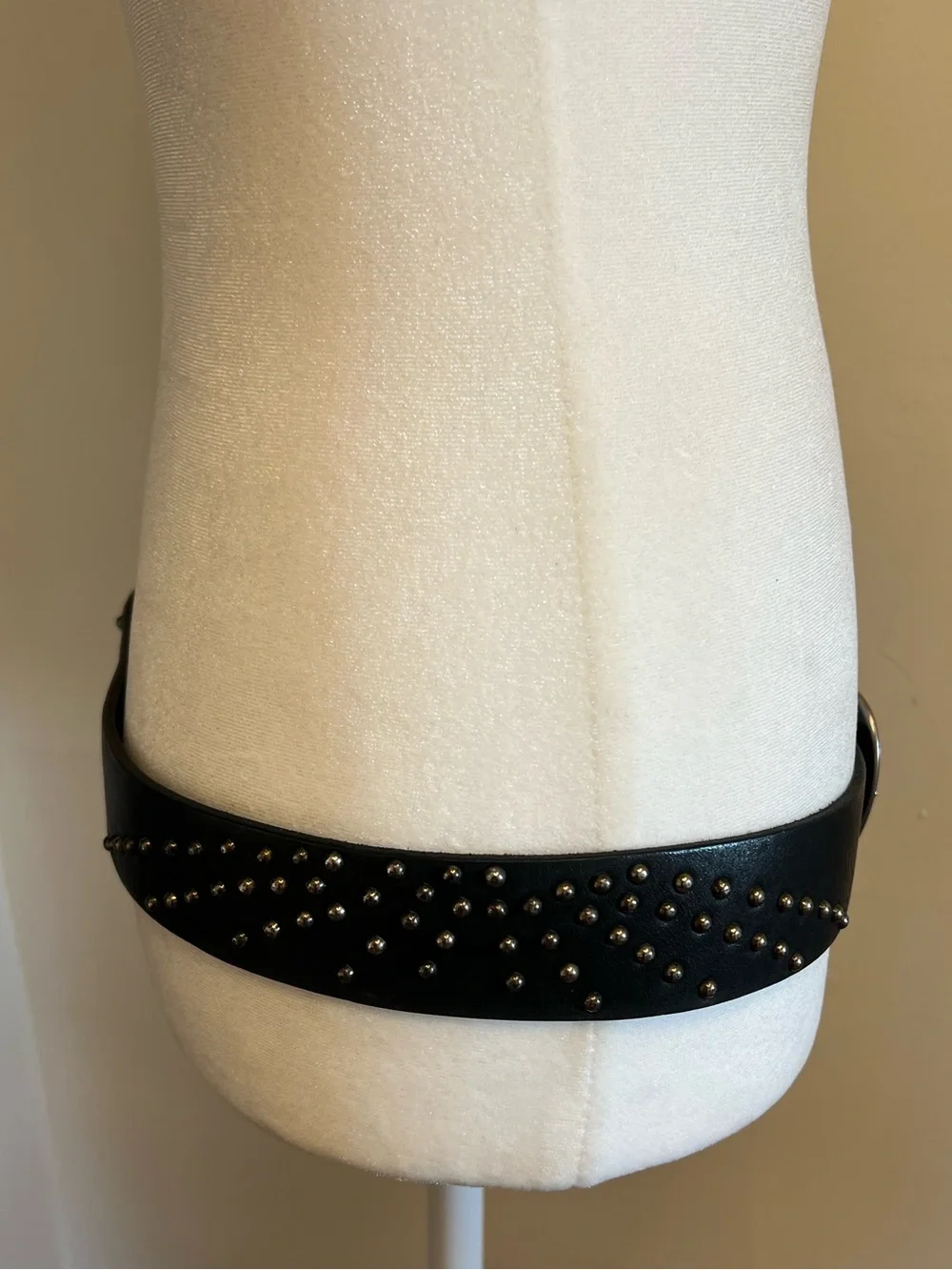 Diesel Black Leather Studded Belt with Silver Buckle Made in Italy Vintage